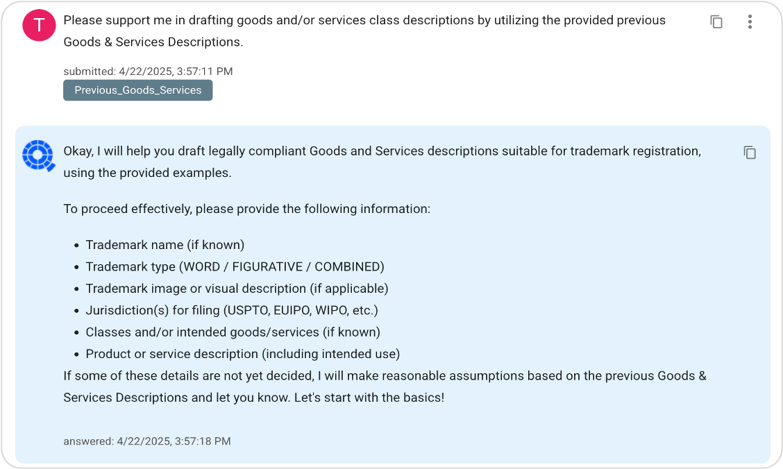 AI for goods and services drafting with Qthena, step 2