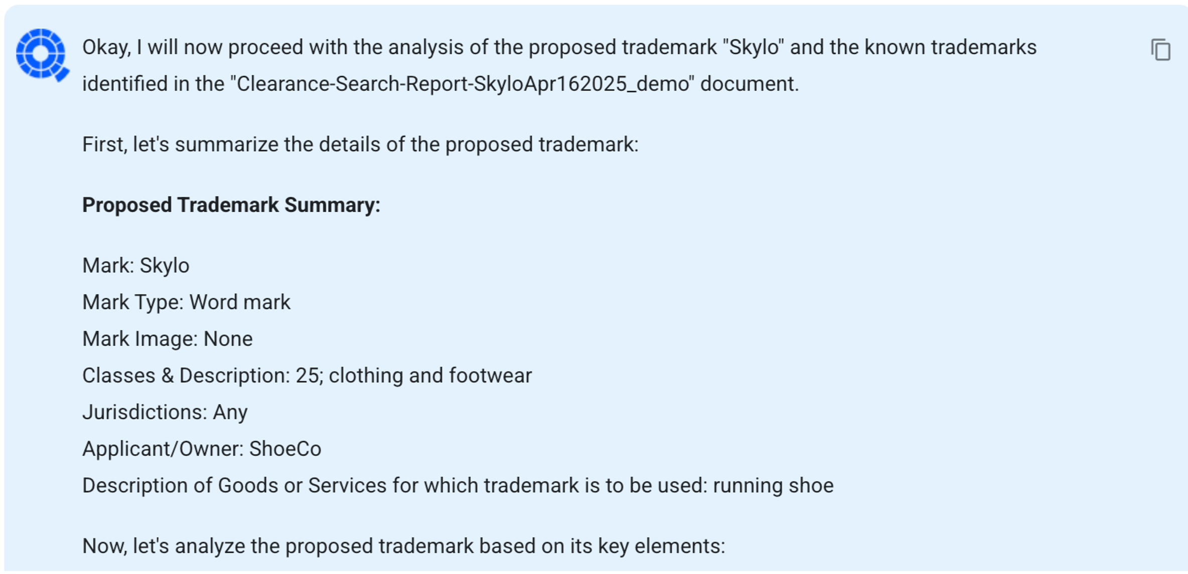 AI for trademark searching, review with Qthena, step 1