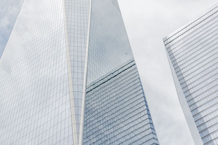 Trademark clearance search, blue buildings